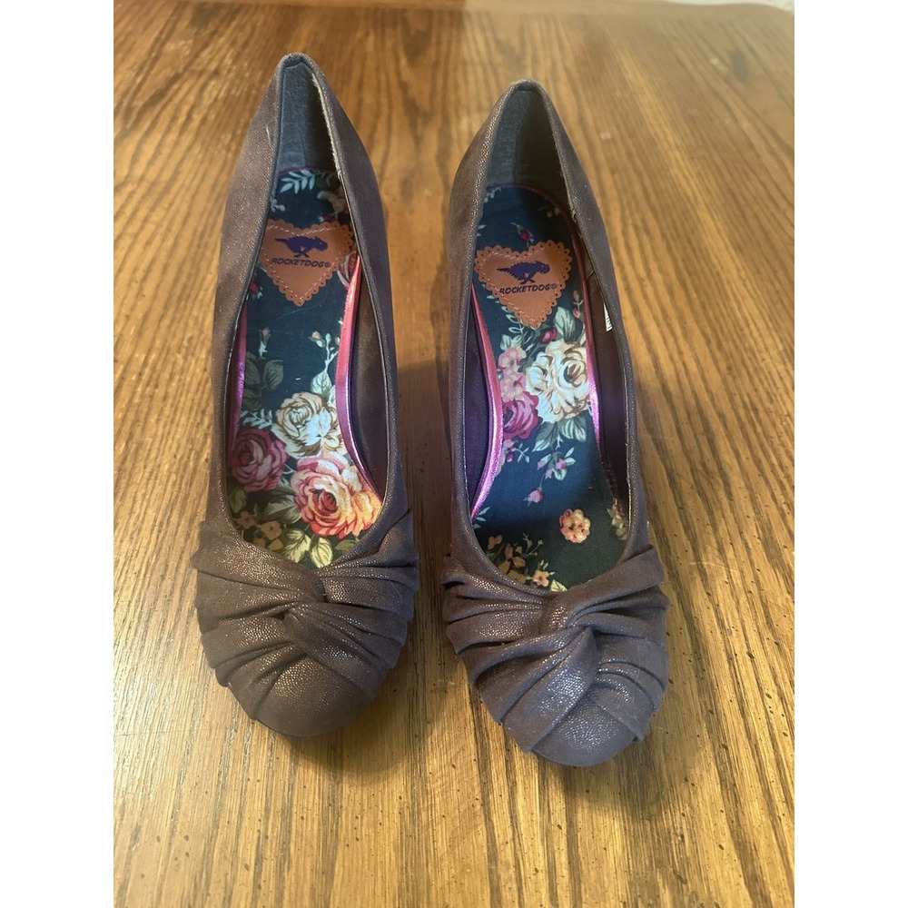 Rocket Dog Brown Suede Peep Toe Kitten Heels Womens 8.5  Vibrant Office Career